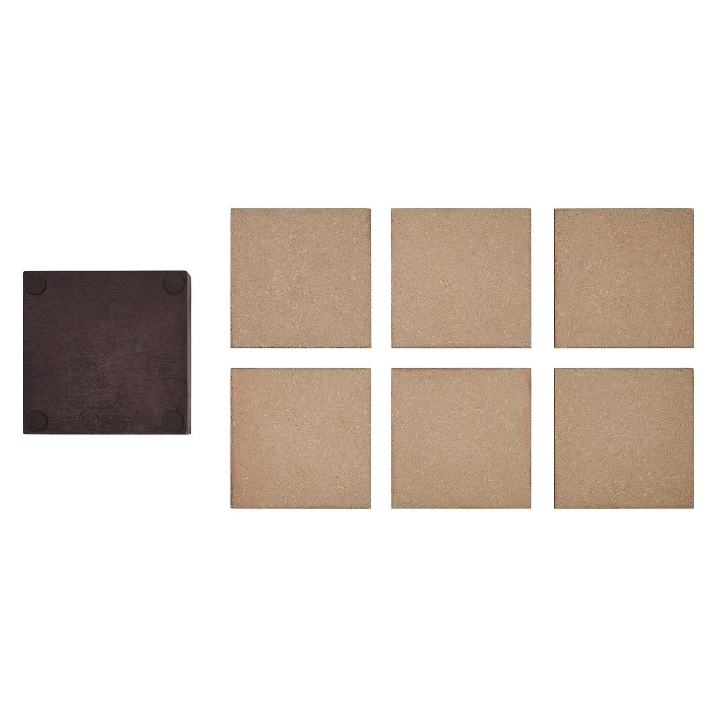 White Stars On Navy MDF Coaster w/ Container Set of 6 4x4